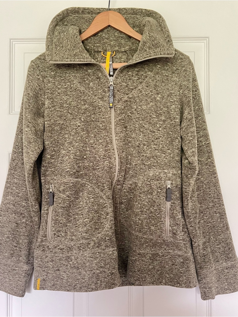 Lole Women’s Heathered Olive Green & Brown Fleece Zip-Up Jacket - M